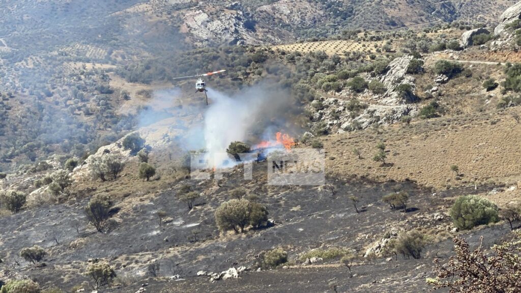 Ρέθυμνο: Αναζωπύρωση στην περιοχή Αγ. Ιωάννη Αμαρίου  – Επιχειρούν ισχυρές δυνάμεις της Πυροσβεστικής (video)